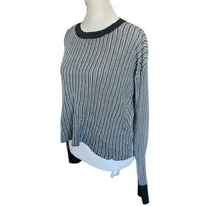 RAG & BONE Stretchy Striped long sleeve sweater Top Black/White sz M